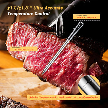 Wireless BBQ Thermometer 4 Probes WiFi Bluetooth IP67