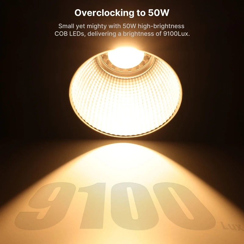 Adjustable 40W COB LED Video Light 0–359° RGB & Bi-Color