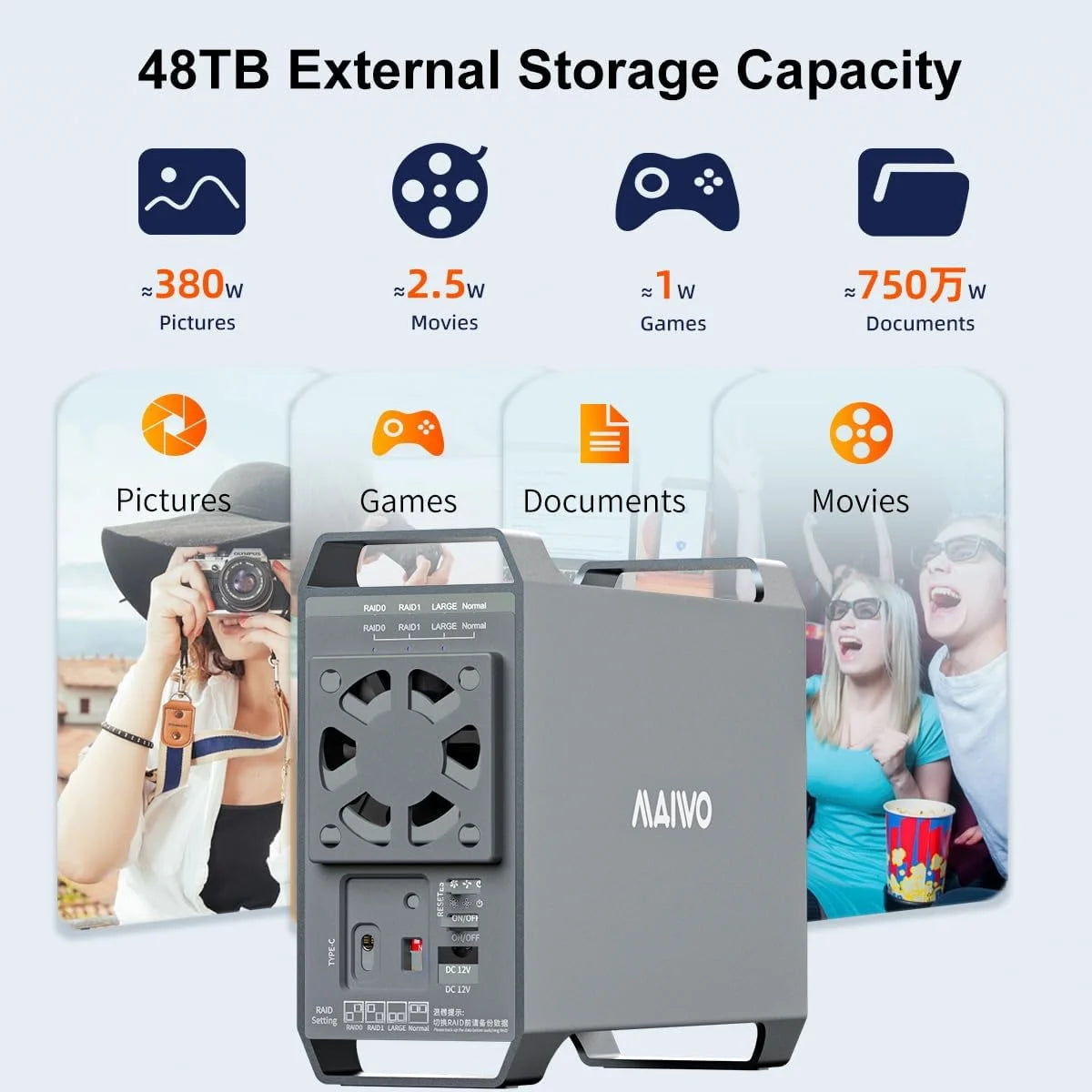 High-Speed 10Gbps Dual Bay External HDD RAID Box