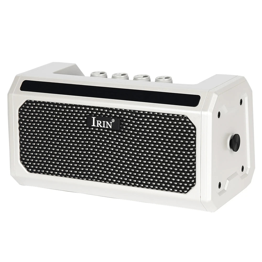 Compact White Guitar Amplifier with Clean and Overdrive Modes