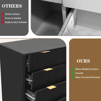 Modern 5 Drawer Tall Dresser Wave Fluted Design