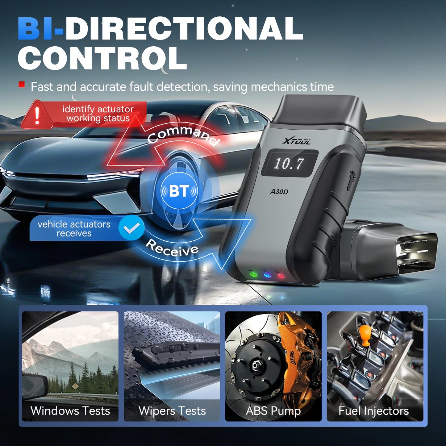 Wireless OBD2 Car Diagnostic Scanner with Bi-Directional Control