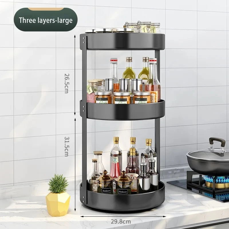 30cm 3-Tier Rotating Spice Rack Black