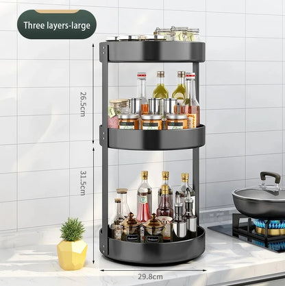 30cm 3-Tier Rotating Spice Rack Black