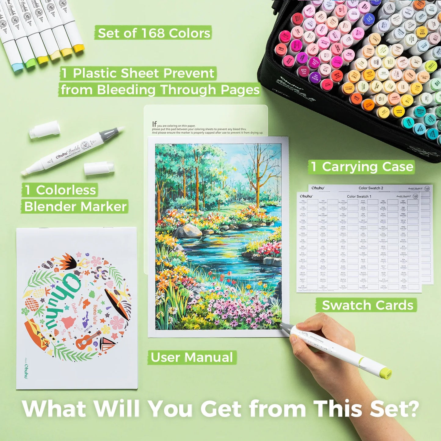 168 Colour Dual Tip Brush Fine Alcohol Markers Set