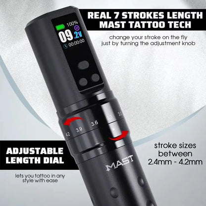 Rechargeable Wireless Tattoo Pen Kit 7 Adjustable Strokes