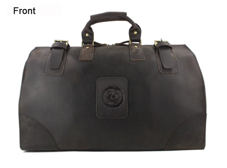 Heavy-Duty Leather Luggage Bag Large Men’s Travel Tote