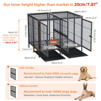 Large Steel Pet Kennel Cage with Removable Floor Trays