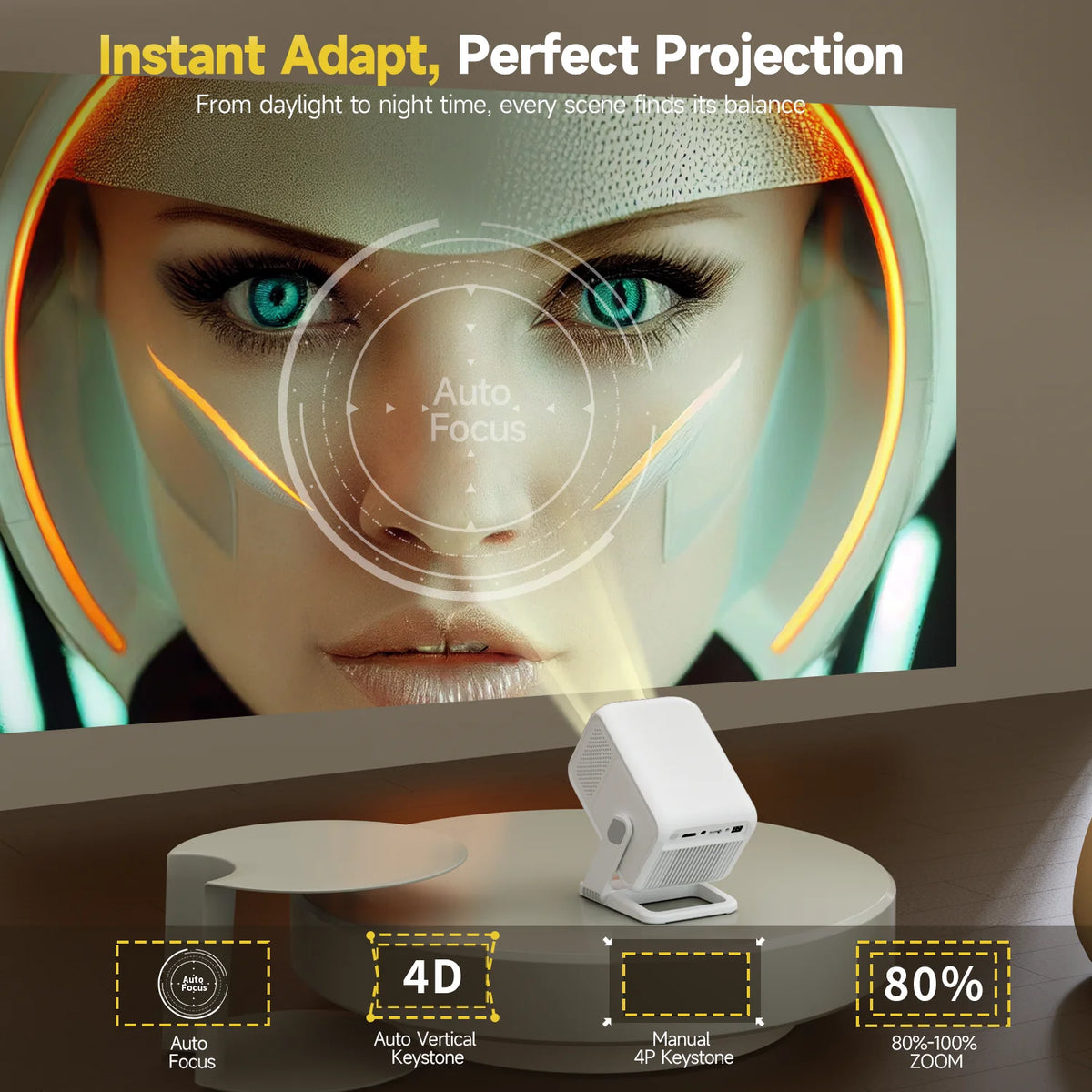 Auto Focus 1080p Portable Projector 420 ANSI Android