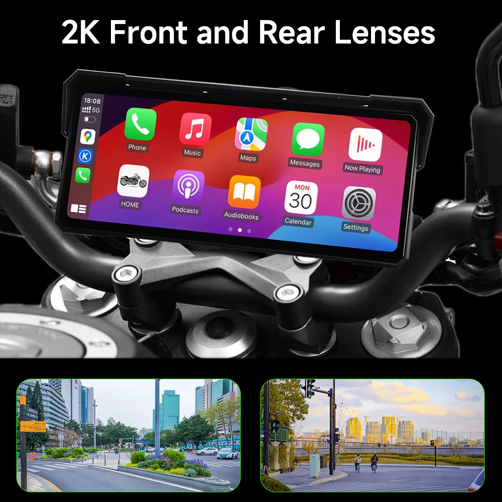 Portable 8.1″ 2K Motorcycle GPS Multimedia Display