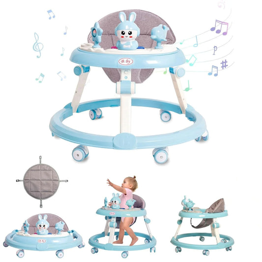 Foldable Musical Baby Walker 6 Wheel Adjustable
