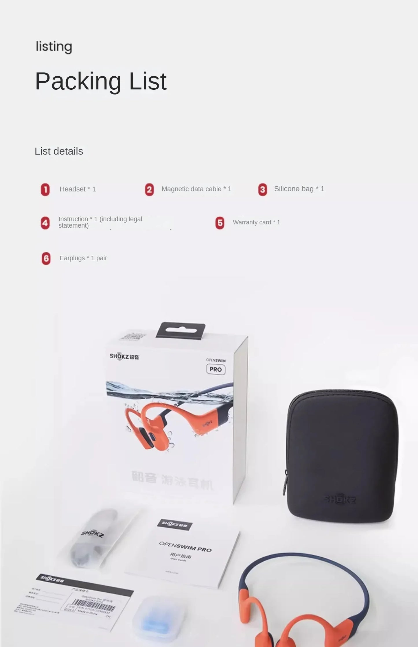 Orange Open Ear Wireless Swimming Headphones
