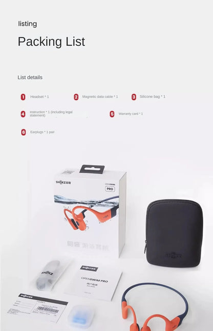 Orange Open Ear Wireless Swimming Headphones