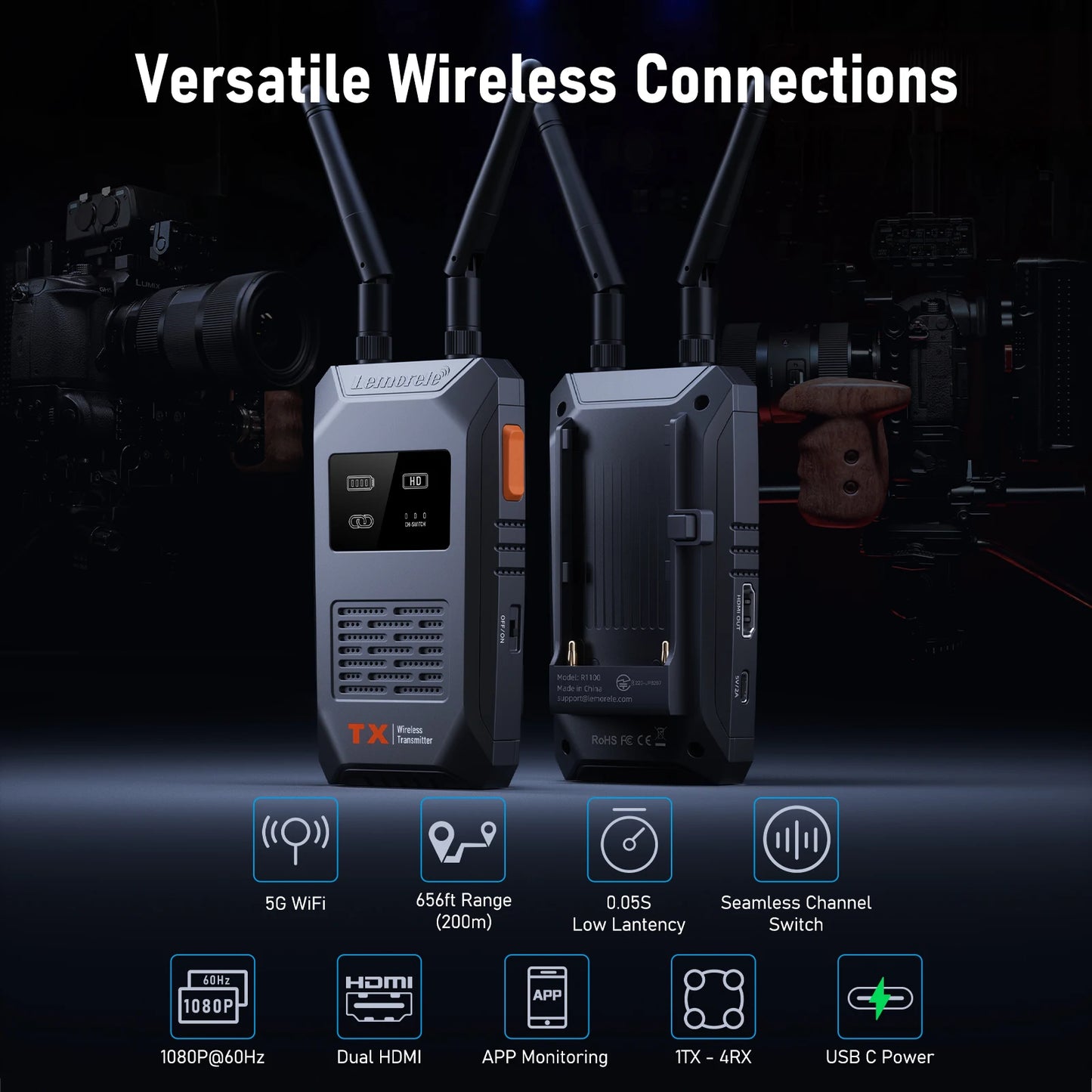 Wireless HDMI Transmitter and Receiver with 200m Range