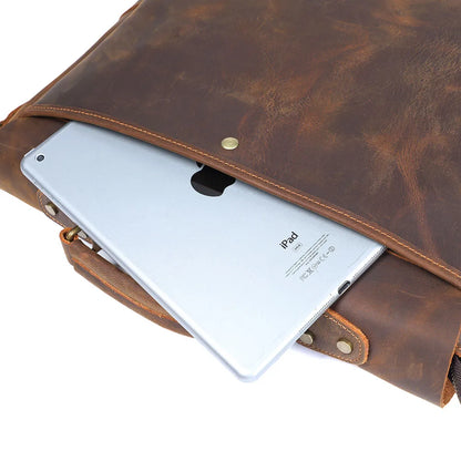 Retro 15" Cowhide Leather Work & Travel Bag