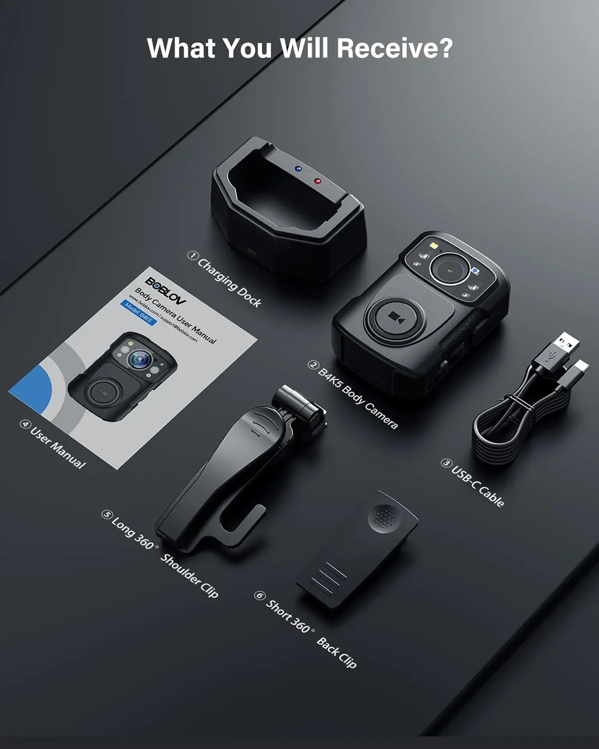 4K Body Camera with 256GB Storage and Night Vision