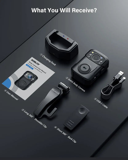 4K Body Camera with 256GB Storage and Night Vision