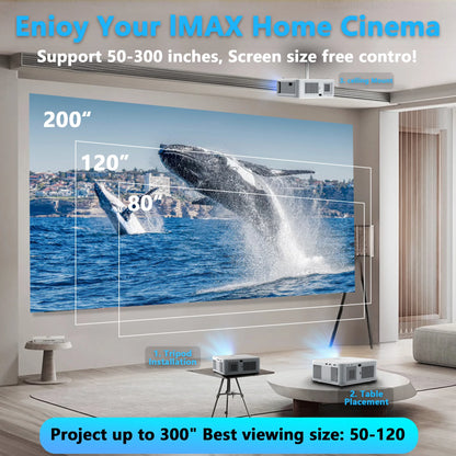 Portable 4K 1080p Outdoor Projector with WiFi & Android 12