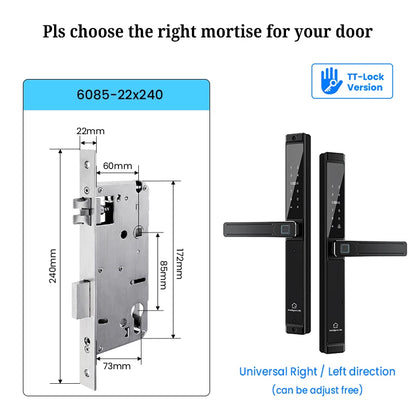 Smart Fingerprint Gate Lock Waterproof Double-Sided