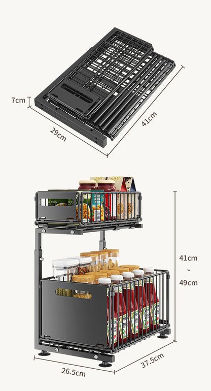 Adjustable Under Sink Storage Rack 2 Pack