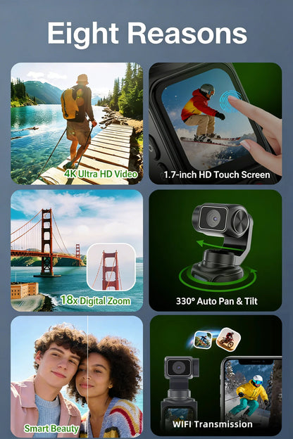 Portable Stabilized Vlogging Camera 4K 64MP Black Edition