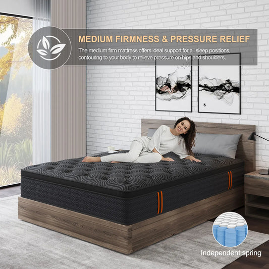 Queen Size 34cm Medium Firm Euro Top Mattress