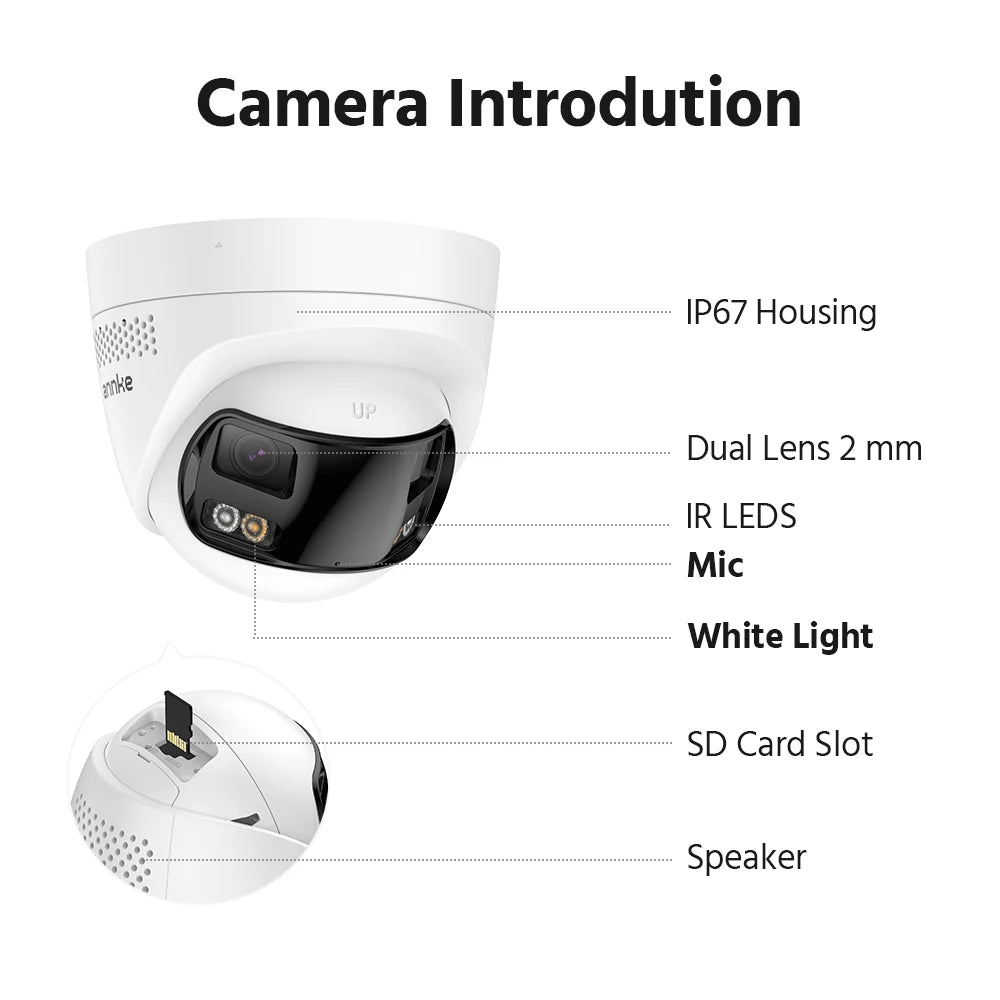 4 Piece 4K IP Security Camera with Two Way Audio