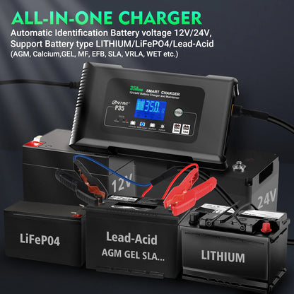 35A Smart Car Battery Charger 12V 24V LCD