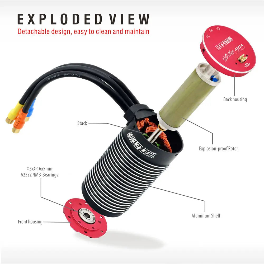 4274 1850KV Motor with 130A ESC for High-Speed RC