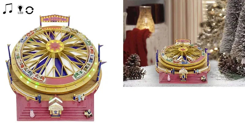 Rotating Roller Coaster Music Box with Amusement Park Design