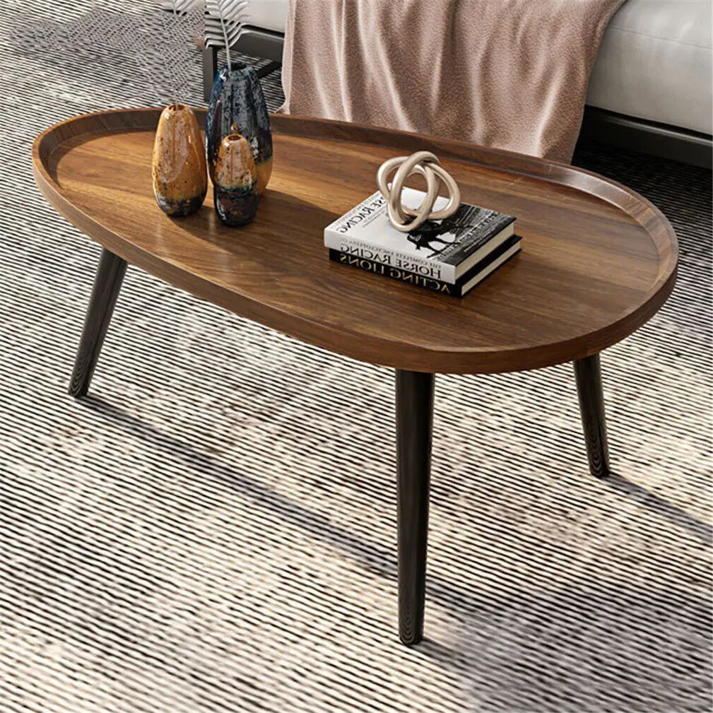2-in-1 Irregular Wooden Coffee Table Set with Triangle Legs
