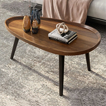 2-in-1 Irregular Wooden Coffee Table Set with Triangle Legs