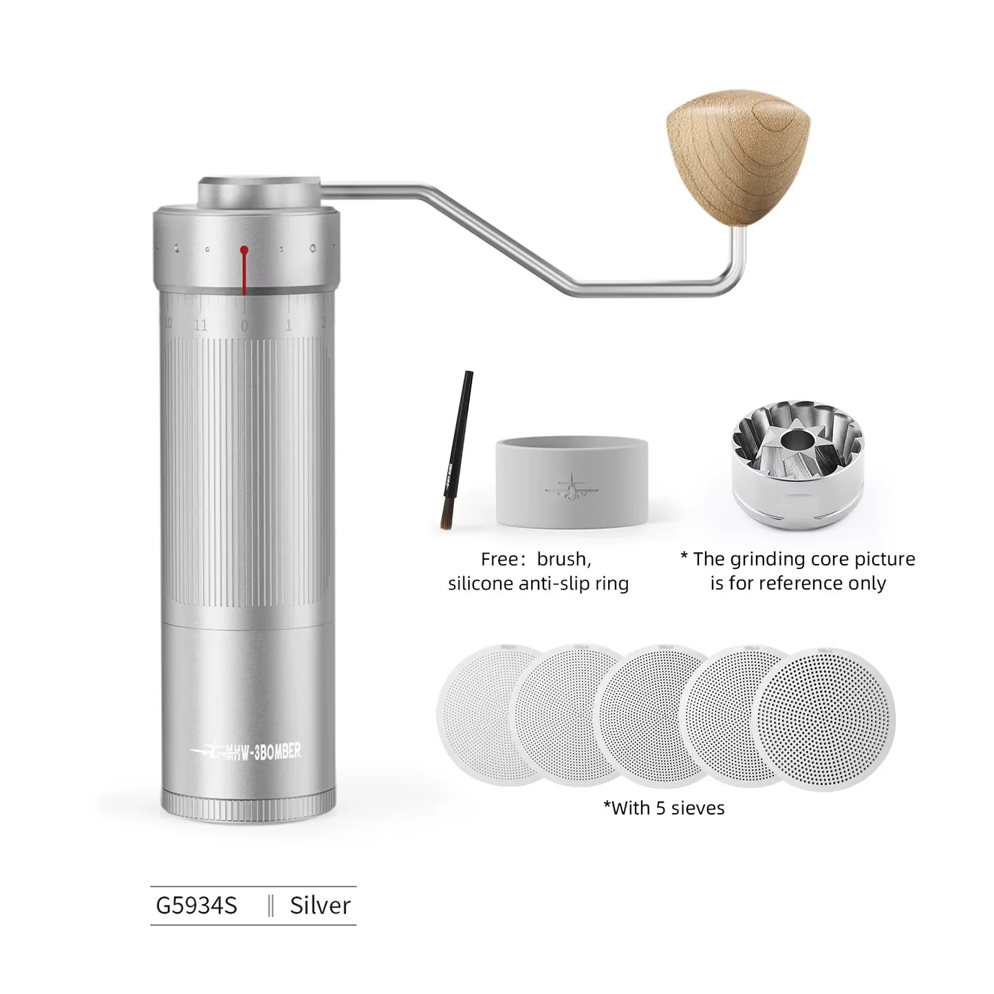 Stainless Steel Manual Coffee Grinder with Adjustable Conical Burr