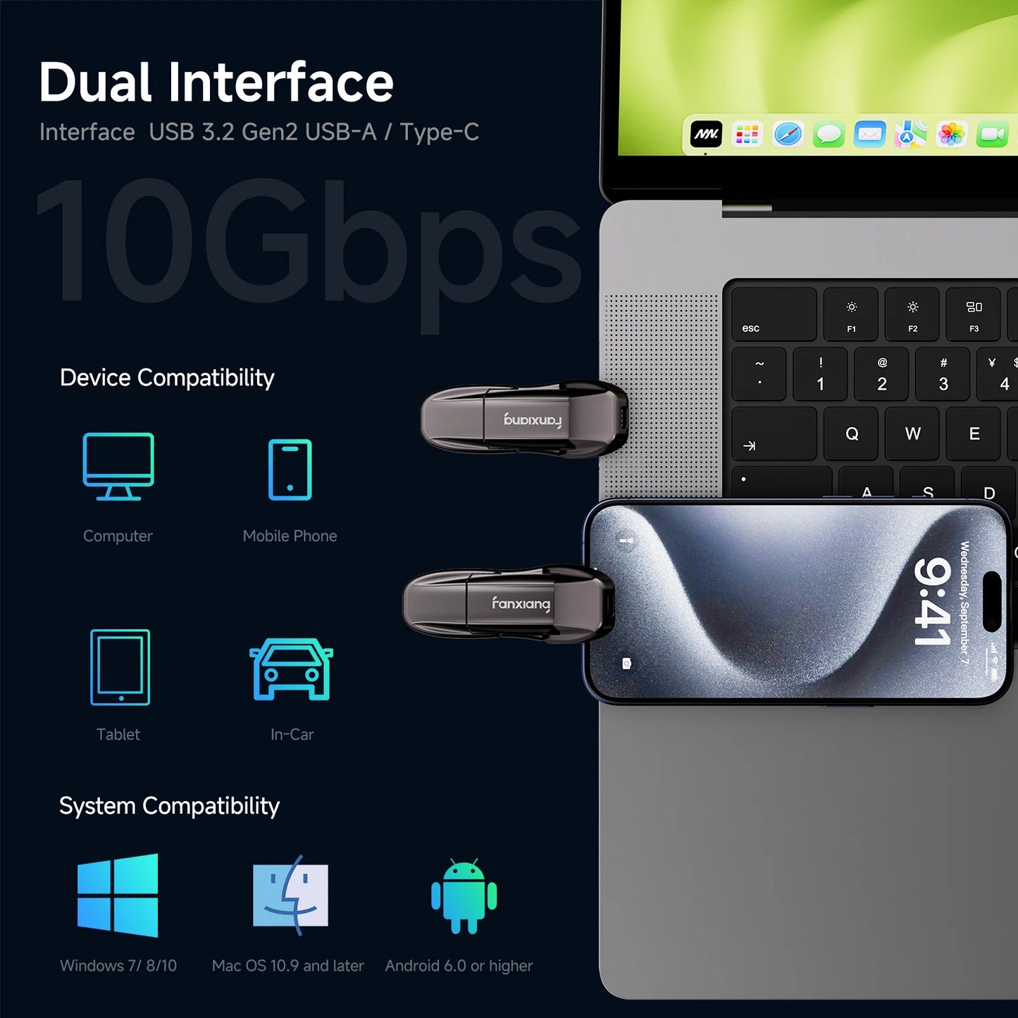 1TB Solid State USB Drive Dual Interface Laptop Tablet