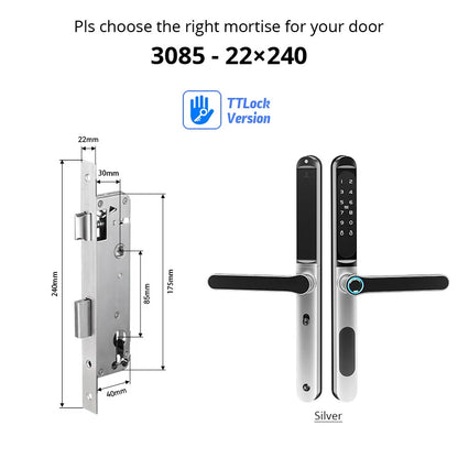 Waterproof Smart Door Lock Fingerprint Bluetooth Silver