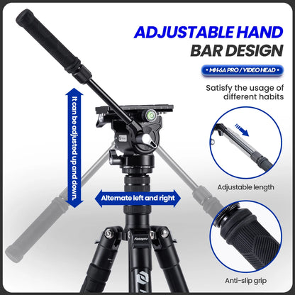 Professional Fluid Video Tripod Head 5kg Pan Tilt
