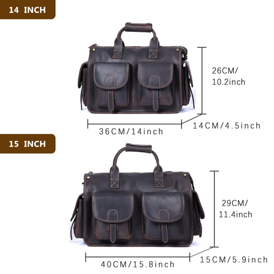 Premium Leather 14” Laptop Work Briefcase Bag