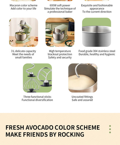 Portable 3L Multifunction Egg Beater Mixer Green