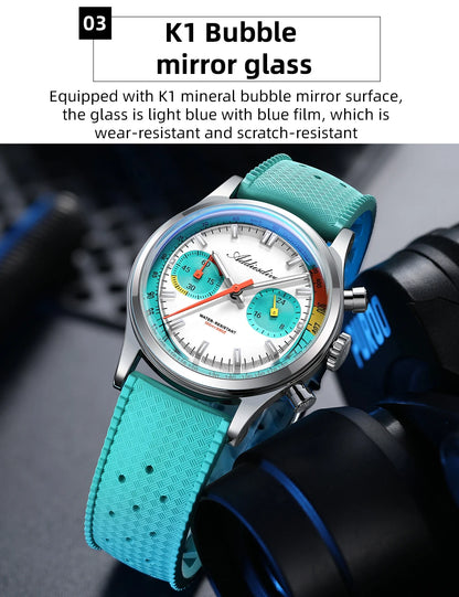 Luxury Quartz Watch 38mm Chronograph Luminous Sky Blue