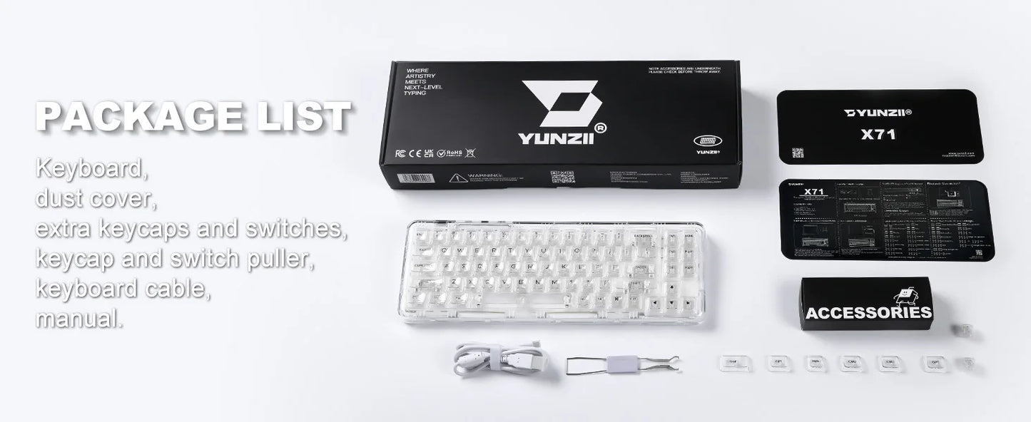 Wireless White Hot Swap RGB Mechanical Keyboard 68%