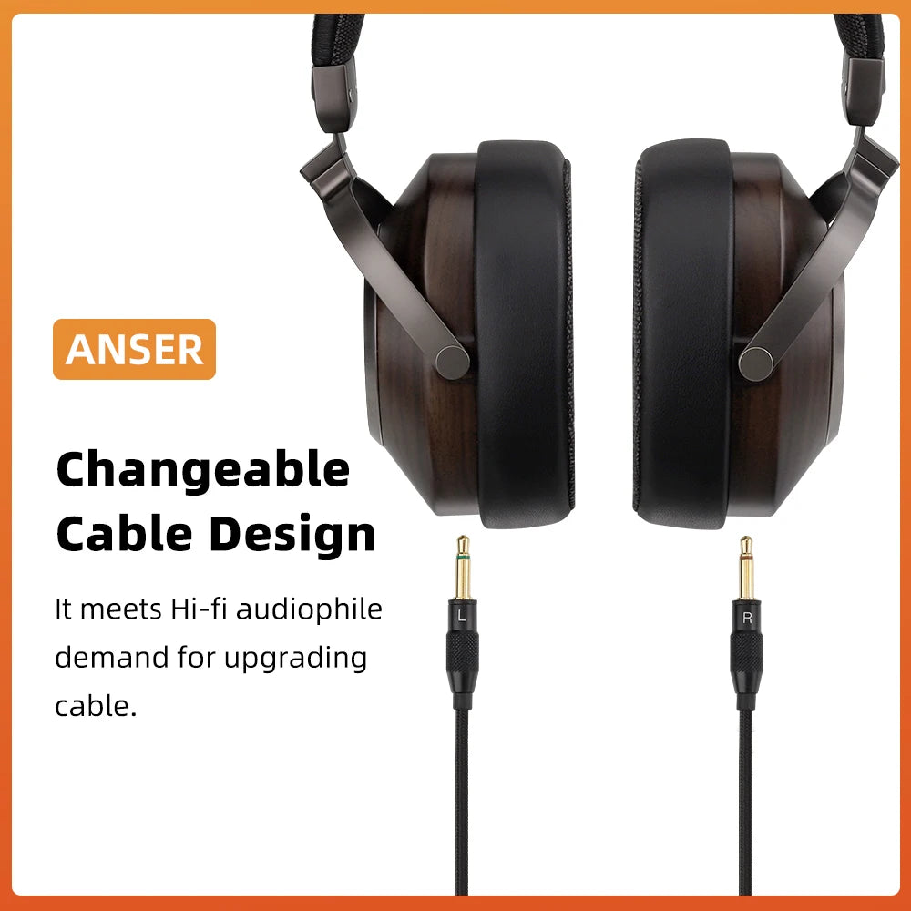 High-Fidelity Open-Back Wooden Headphones 50mm Dynamic Driver