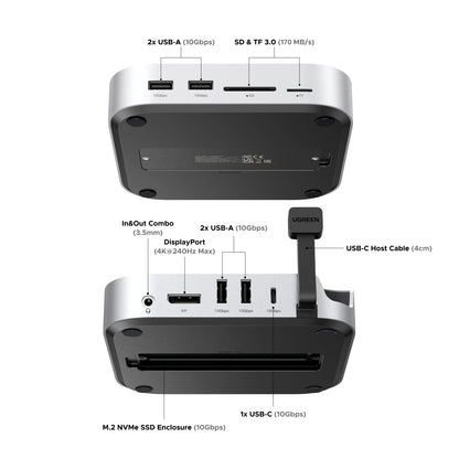 Mac Mini M4 Docking Station USB-C Hub 4K SSD Slot