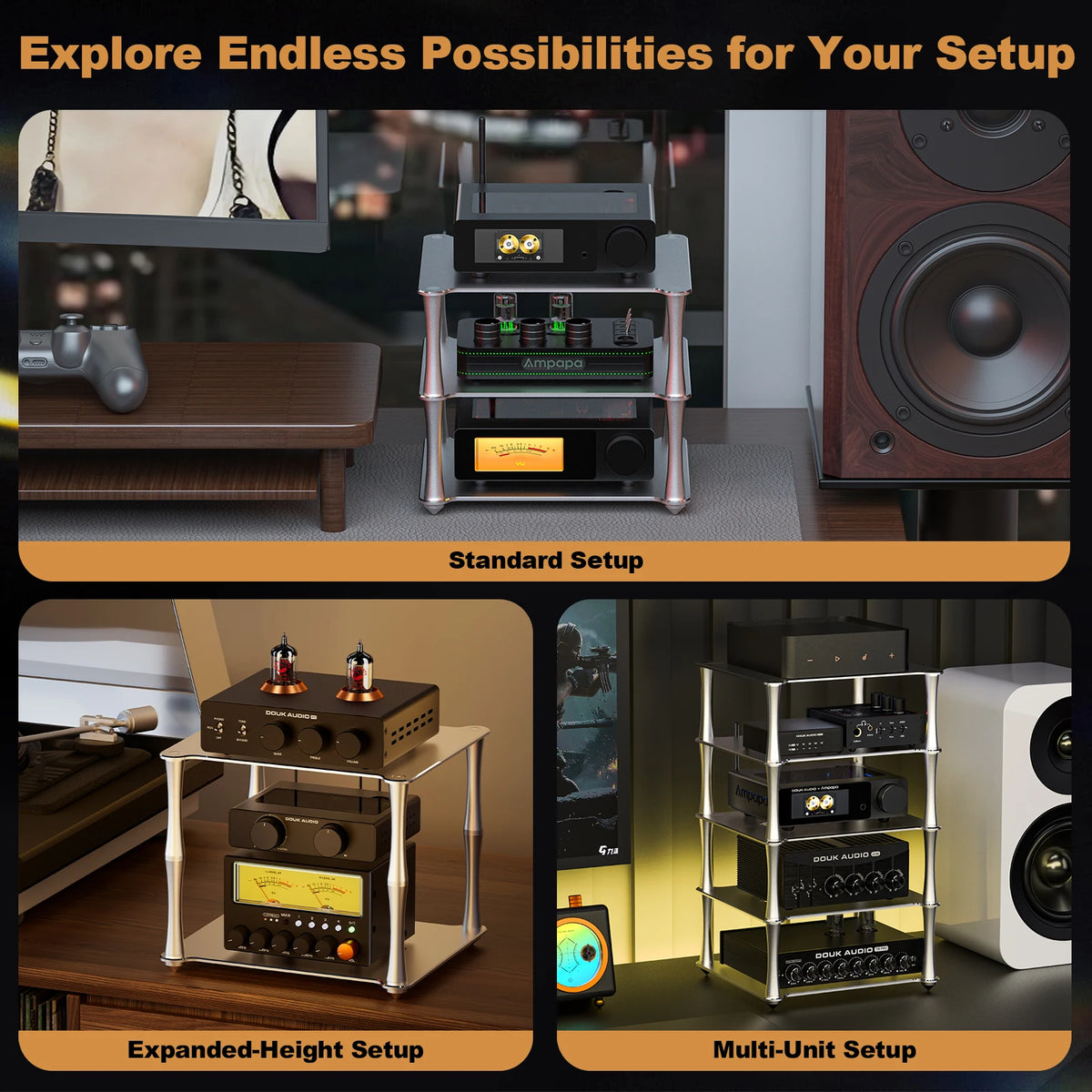 HiFi Desktop Audio Stand Aluminum Rack for DAC Amplifier