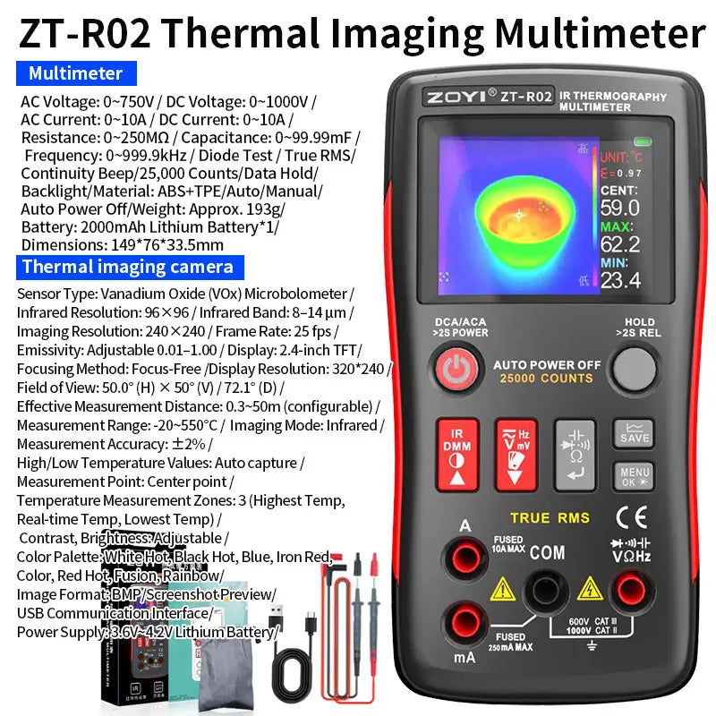 Integrated Thermal Multimeter 240x240 IR High Precision ZT-R02