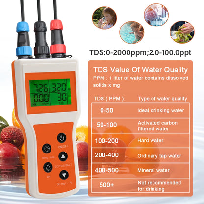 Portable Water Tester PH DO Salinity for Aquarium and Aquaculture