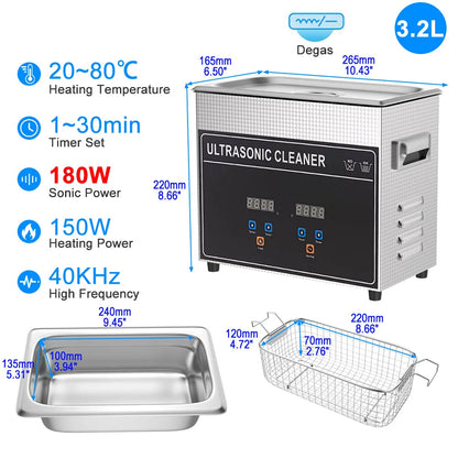 Heavy Duty 3.2L Ultrasonic Cleaner for Jewellery Tools