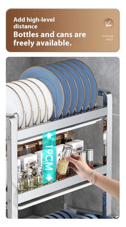 33cm 3 Tier Metal Dish Drainer Rack Countertop Organizer