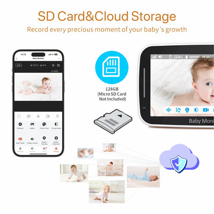 5 Inch 1080p Smart Baby Monitor Two-Way Audio Night Vision