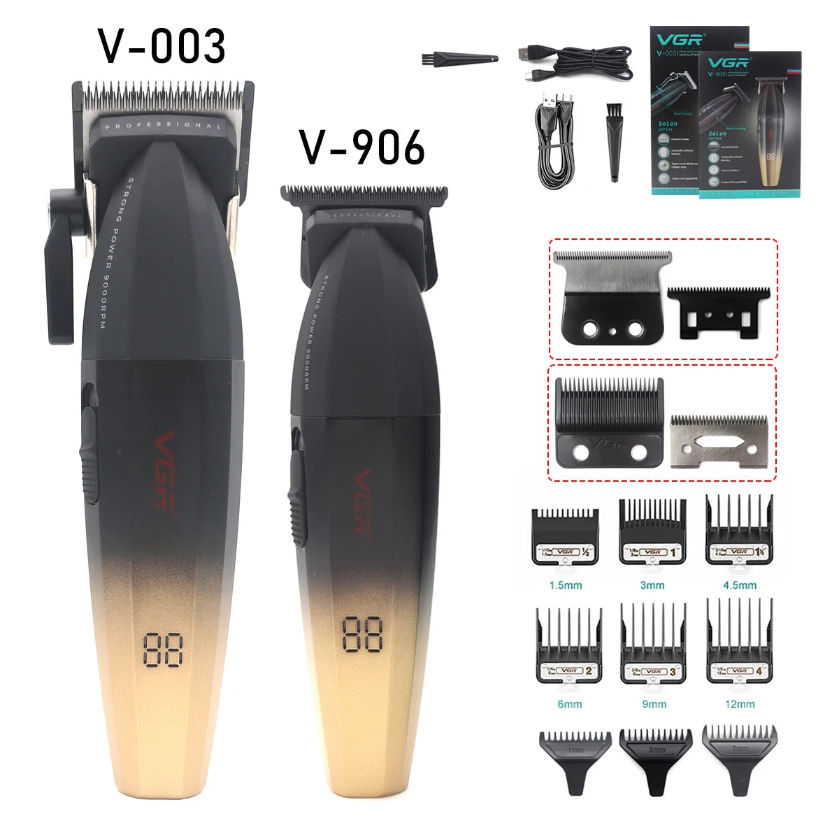 Cordless Hair Cutting Machine 9000RPM with Golden Edition Blades