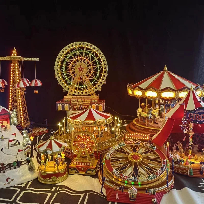 Rotating Roller Coaster Music Box with Amusement Park Design